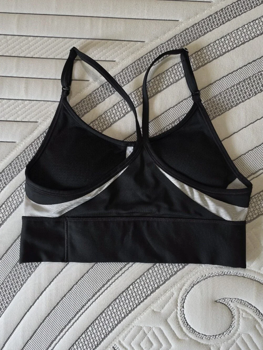 Nike Black and White Mesh-Lined Racerback Sports Bra